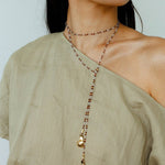Dusk Spoon – Flash Stone & Garnet Beaded Necklace with Vintage Spoon Pendant - floysun