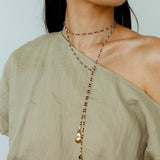 Dusk Spoon – Flash Stone & Garnet Beaded Necklace with Vintage Spoon Pendant - floysun