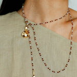 Dusk Spoon – Flash Stone & Garnet Beaded Necklace with Vintage Spoon Pendant - floysun