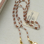 Dusk Spoon – Flash Stone & Garnet Beaded Necklace with Vintage Spoon Pendant - floysun
