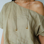 Dusk Spoon – Flash Stone & Gold Ore Beaded Necklace with Vintage Spoon Pendant - floysun