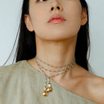 Dusk Spoon – Flash Stone & Gold Ore Beaded Necklace with Vintage Spoon Pendant - floysun