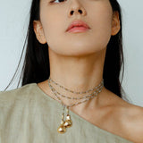 Dusk Spoon – Flash Stone & Gold Ore Beaded Necklace with Vintage Spoon Pendant - floysun
