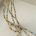 Dusk Spoon – Flash Stone & Gold Ore Beaded Necklace with Vintage Spoon Pendant - floysun