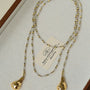 Dusk Spoon – Flash Stone & Gold Ore Beaded Necklace with Vintage Spoon Pendant - floysun