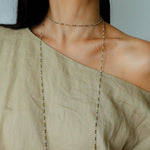 Dusk Spoon – Flash Stone & Gold Ore Beaded Necklace with Vintage Spoon Pendant - floysun