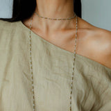 Dusk Spoon – Flash Stone & Gold Ore Beaded Necklace with Vintage Spoon Pendant - floysun