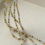 Dusk Spoon – Flash Stone & Gold Ore Beaded Necklace with Vintage Spoon Pendant - floysun