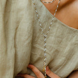 Dusk Spoon – Flash Stone & Gold Ore Beaded Necklace with Vintage Spoon Pendant - floysun