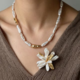 Vintage Blooming Flower Toothpick Pearl Baroque Pearl Brooch