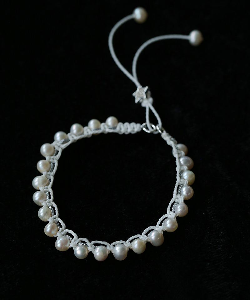 Dainty Star Adjustable Cord Pearl Bracelet - Handcrafted Celestial Cord Charm Bangle
