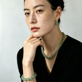 Natural Green Aventurine Textured Drop Earrings - alternate angle | Floysun