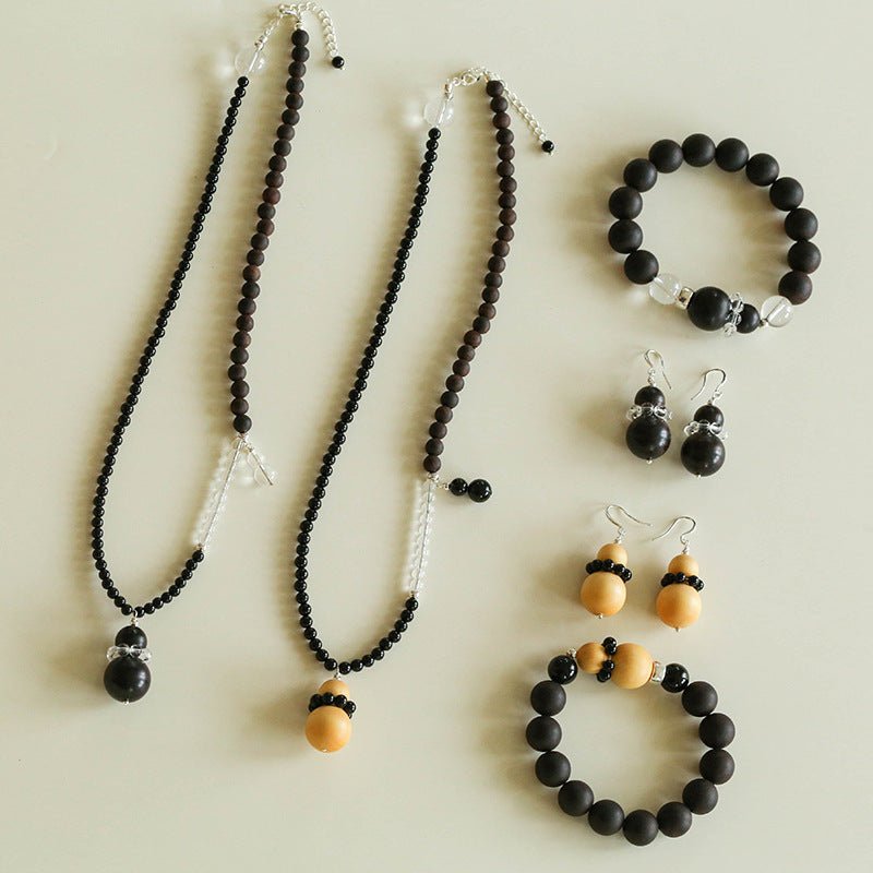 Ebony & Boxwood Gourd Earrings - floysun