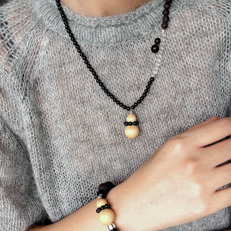 Ebony & Boxwood Gourd Necklace - floysun