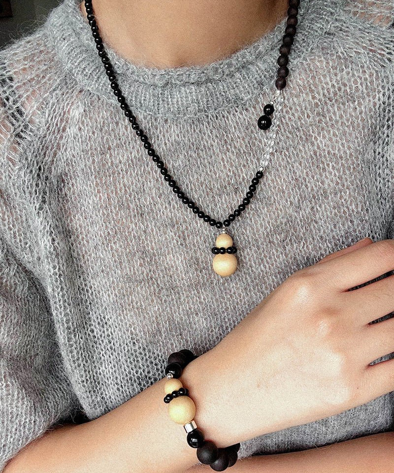 Ebony & Boxwood Gourd Necklace - floysun