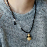 Ebony & Boxwood Gourd Necklace - floysun