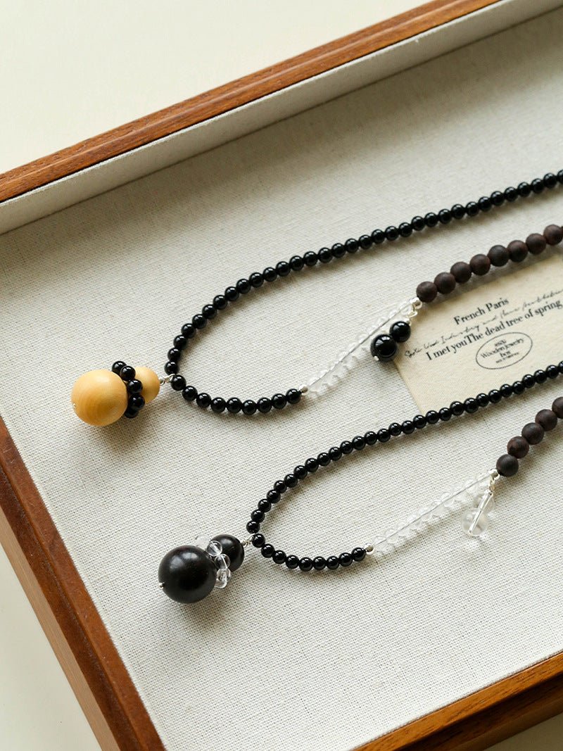 Ebony & Boxwood Gourd Necklace - floysun