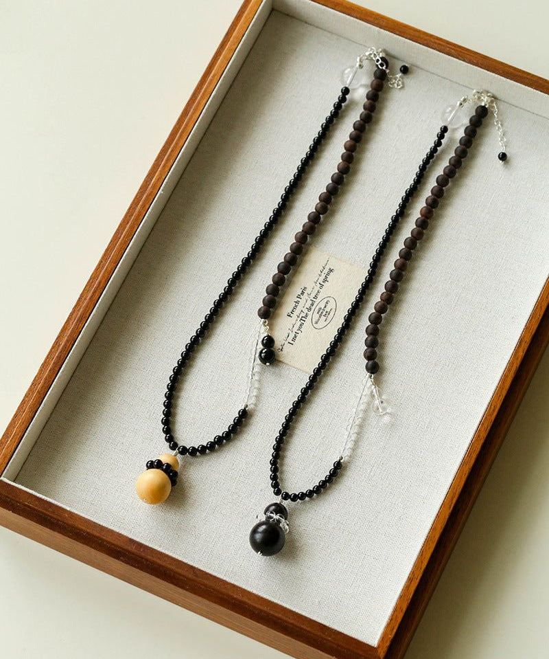 Ebony & Boxwood Gourd Necklace - floysun