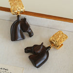 Ebony Horse Head Statement Earrings - floysun