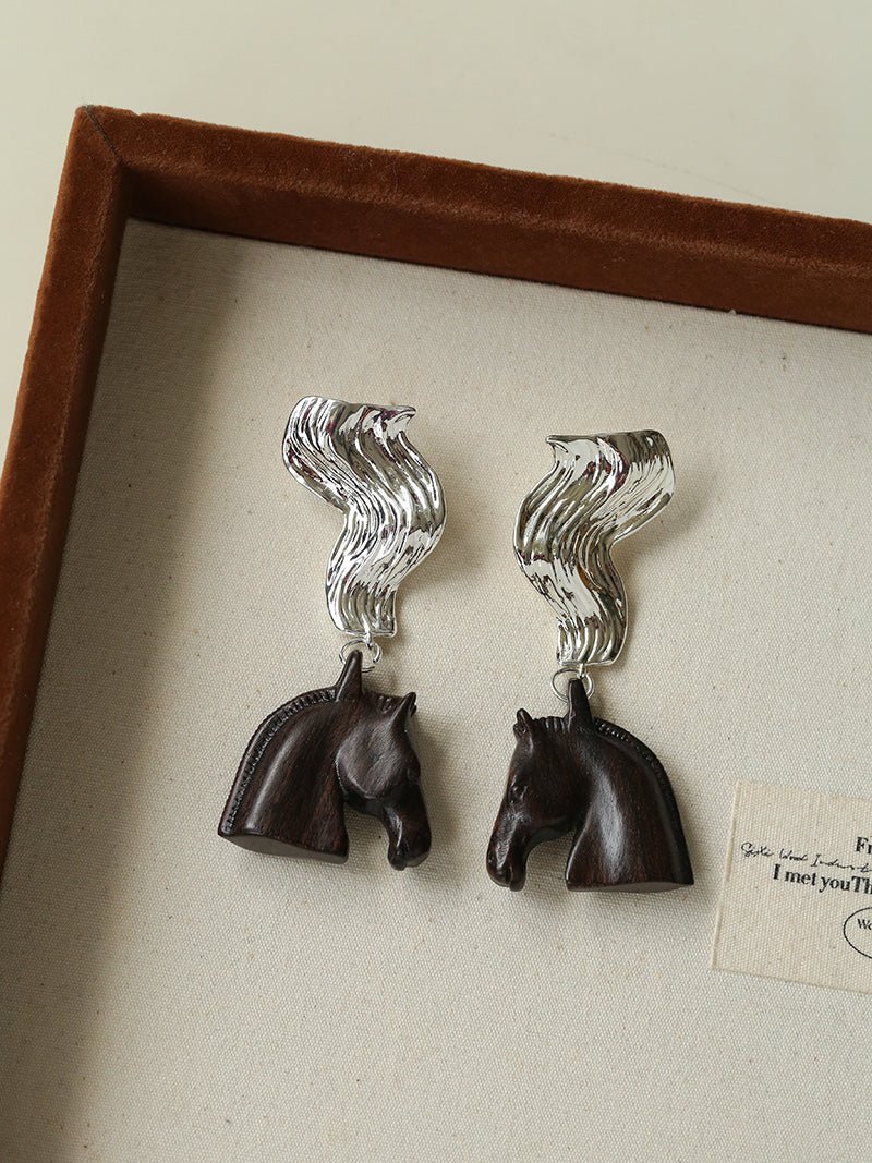 Ebony Horse Head Statement Earrings - floysun