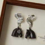 Ebony Horse Head Statement Earrings - floysun