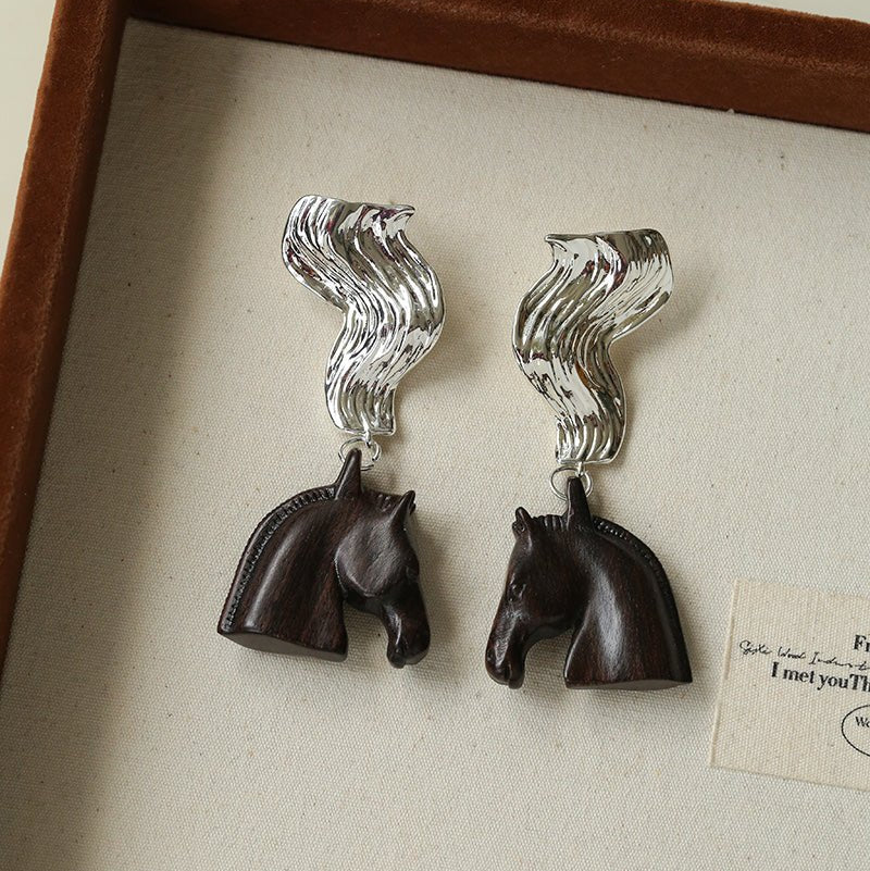 Ebony Horse Head Statement Earrings - floysun