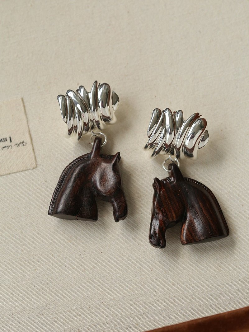 Ebony Horse Head Statement Earrings - floysun