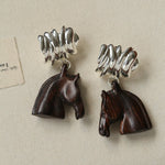 Ebony Horse Head Statement Earrings - floysun