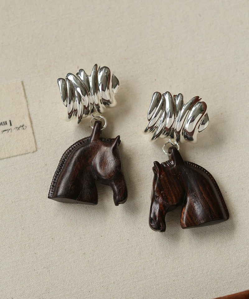 Ebony Horse Head Statement Earrings - floysun