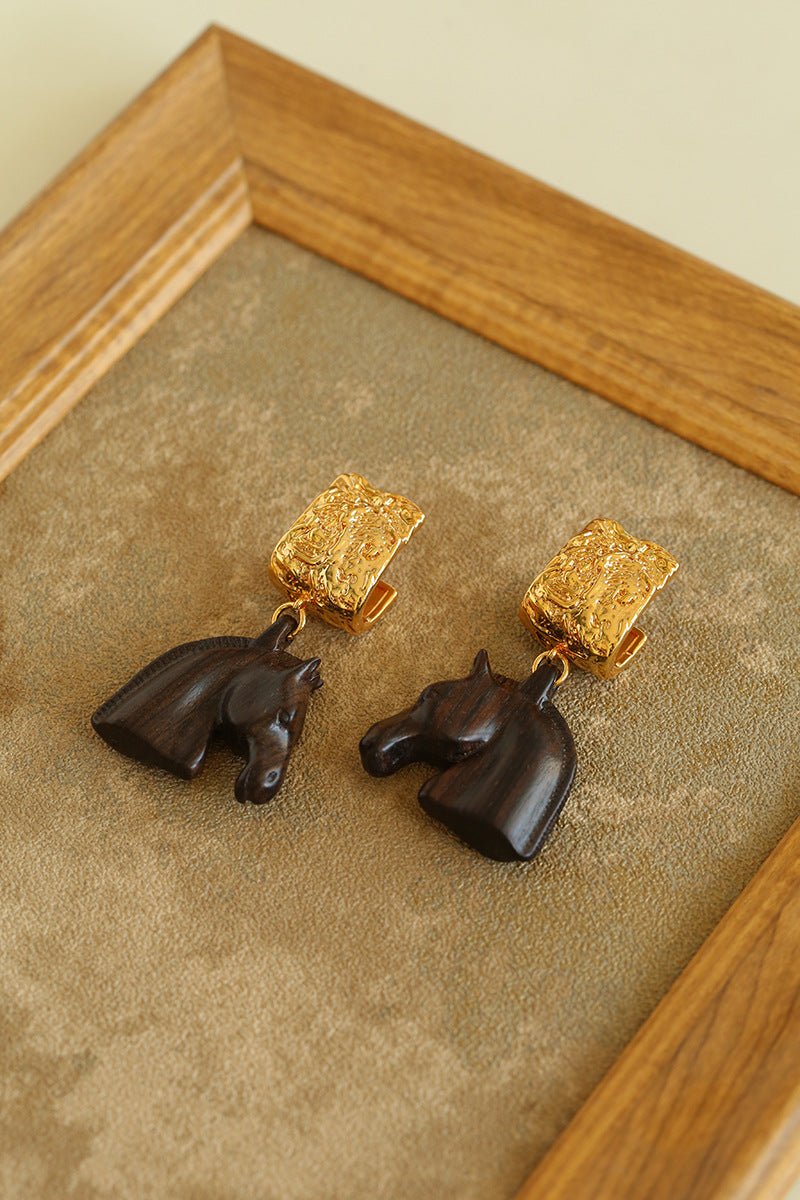 Ebony Horse Head Statement Earrings - floysun