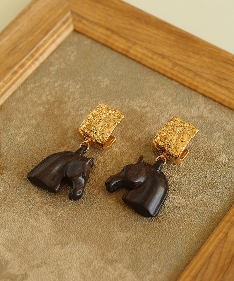 Ebony Horse Head Statement Earrings - floysun
