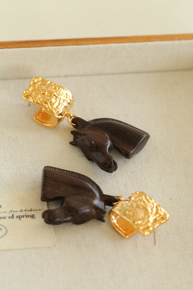 Ebony Horse Head Statement Earrings - floysun