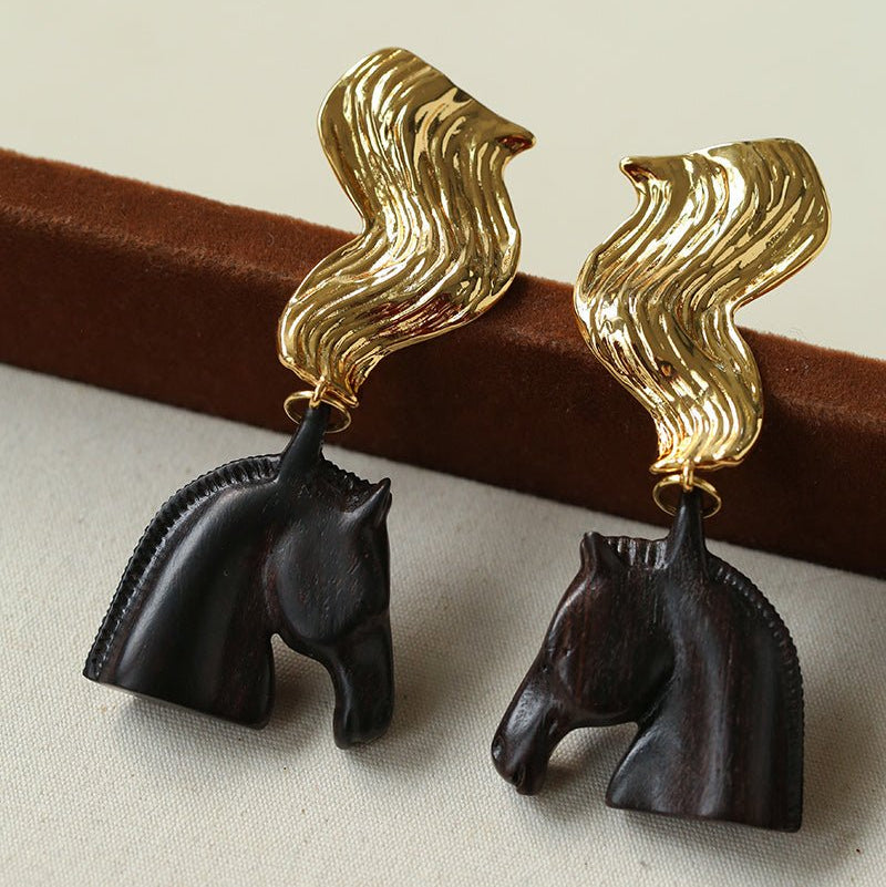 Ebony Horse Head Statement Earrings - floysun