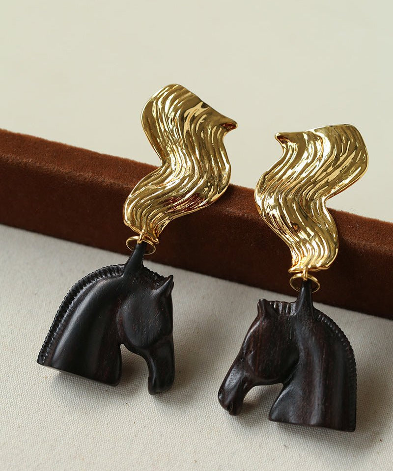 Ebony Horse Head Statement Earrings - floysun