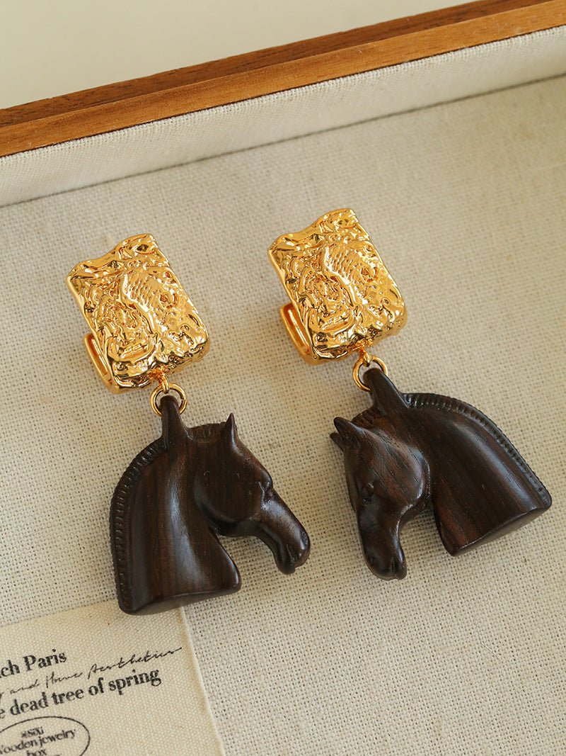 Ebony Horse Head Statement Earrings - floysun