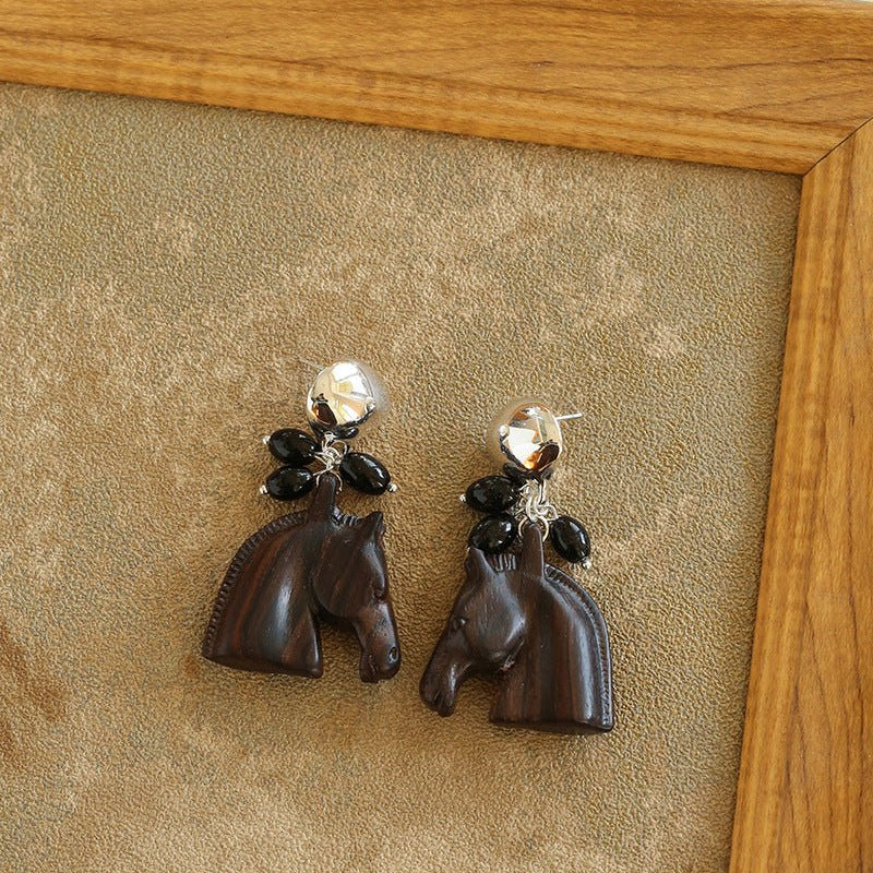 Ebony Horse Head Statement Earrings - floysun