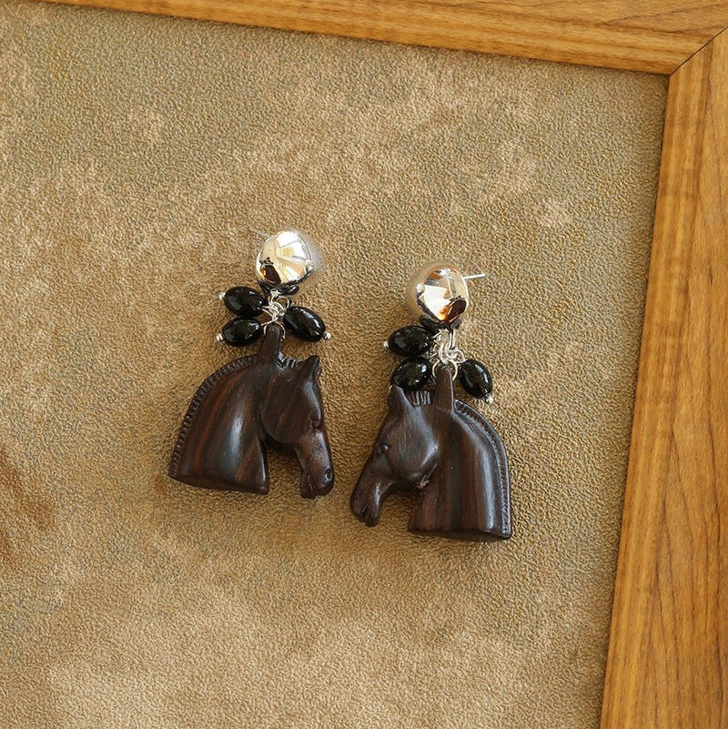 Ebony Horse Head Statement Earrings - floysun