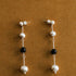Ebony Wood Brushed Silver Sphere Earrings - floysun