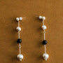Ebony Wood Brushed Silver Sphere Earrings - floysun