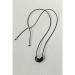 Ebony Wood Clear Crystal Adjustable Leather Cord Long Pendant Necklace - floysun