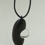 Ebony Wood Clear Crystal Adjustable Leather Cord Long Pendant Necklace - floysun