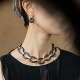 Ebony Wood Elliptic Necklace - floysun