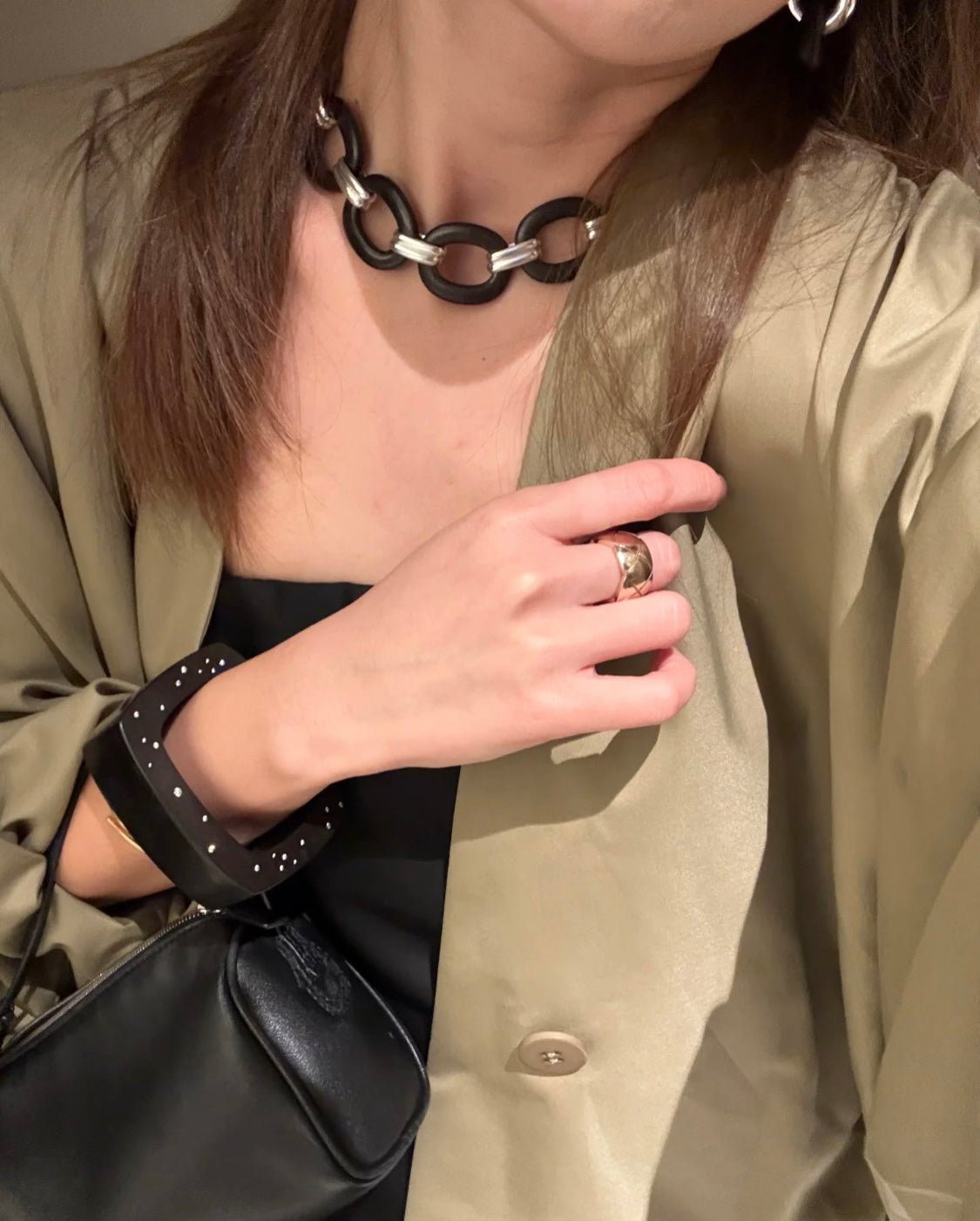 Ebony Wood Elliptic Necklace - floysun