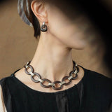 Ebony Wood Elliptic Necklace - floysun