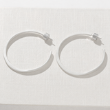 Sculptural white C-hoop statement earrings in 925 sterling silver