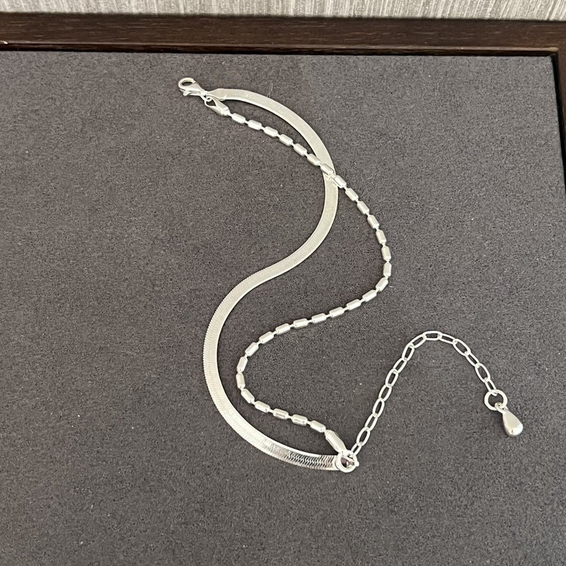 Effortless Layers 925 Silver Double Chain Bracelet - floysun