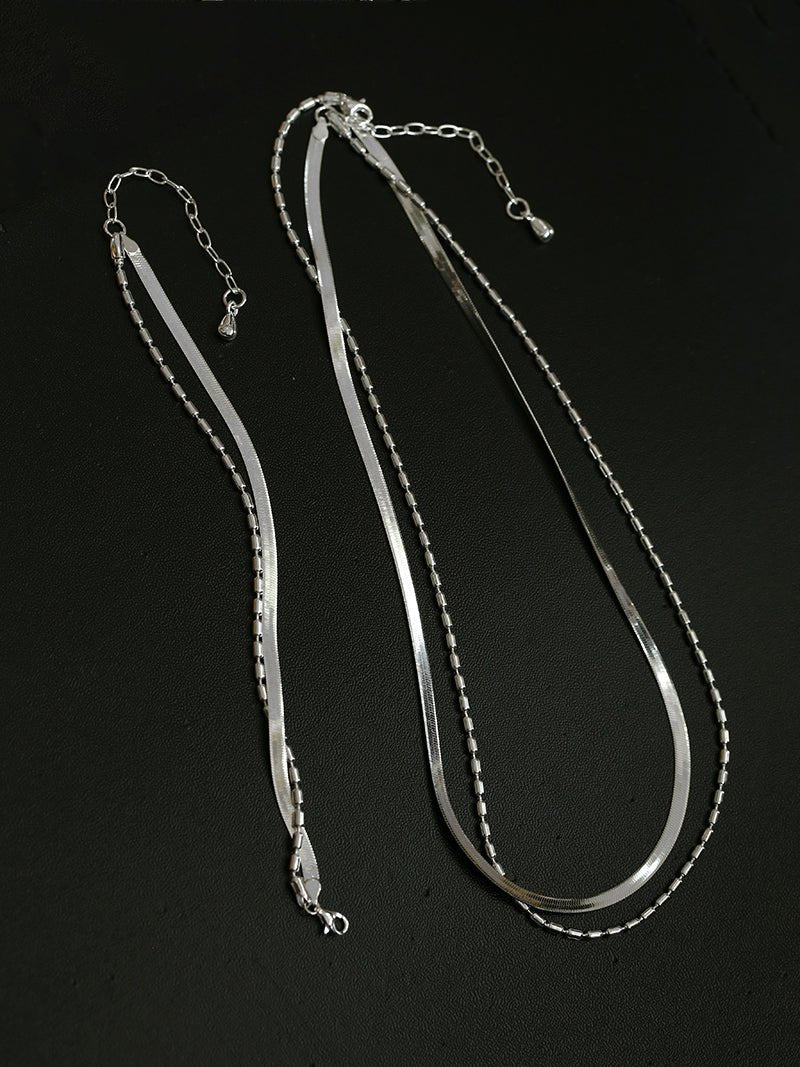 Effortless Layers 925 Silver Double Chain Bracelet - floysun