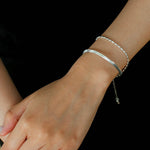 Effortless Layers 925 Silver Double Chain Bracelet - floysun