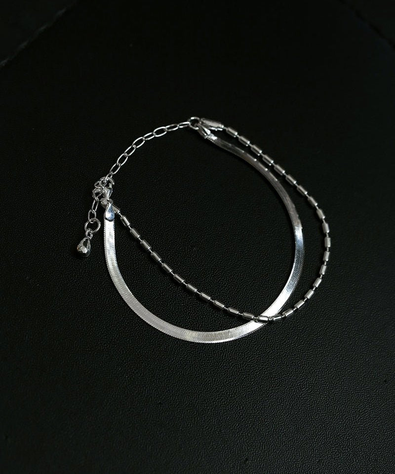 Effortless Layers 925 Silver Double Chain Bracelet - floysun