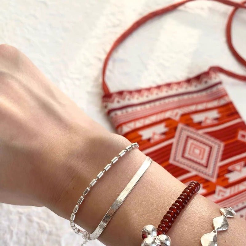 Effortless Layers 925 Silver Double Chain Bracelet - floysun